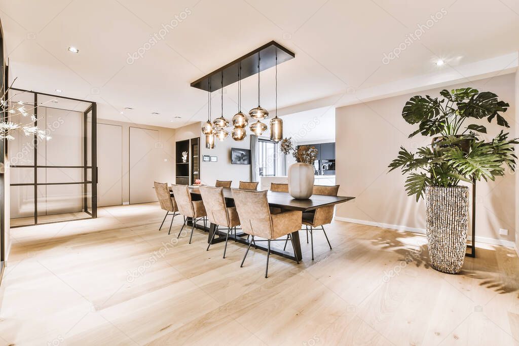 Dining room interior in modern apartment