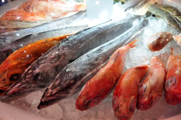 Hong Kong, China - 8 de septiembre de 2015: Un montón de deliciosos mariscos se exhiben maravillosamente en una feria de mariscos en Hong Kong —  Fotos de Stock