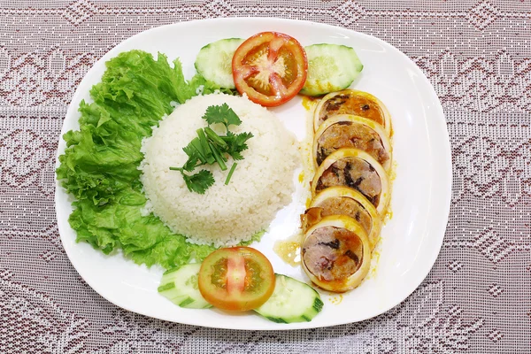 Nasi dengan daging babi di restoran — Stok Foto