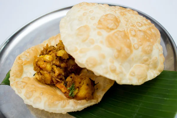 Menù indiano con pane e carne — Foto Stock