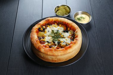 Et, ananas, Mısır, zeytin ile tecrübeli chicago pizzza, 