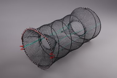 Dişli gri arka plan üzerinde olta takımı için yuvarlak kılavuzunun hasat