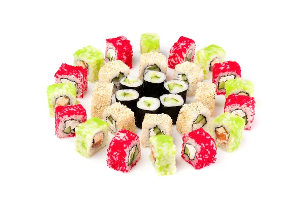 Sushi ou kimbap aux fruits de mer, riz et légumes rouleaux d'algues — Photo