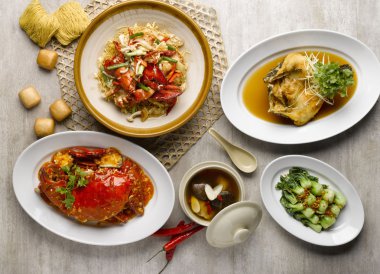 C Buhar sepeti mezza yemek kızarmış Yengeç, ıstakoz, Sote