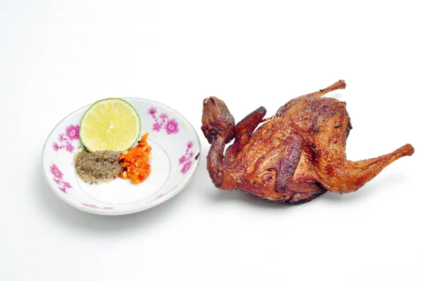 Vietnamese grilled quail on a white background — Stock Photo, Image