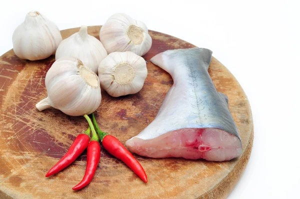 Pangasius or Vietnamese catfish in the kitchen in a white background — Stock Photo, Image