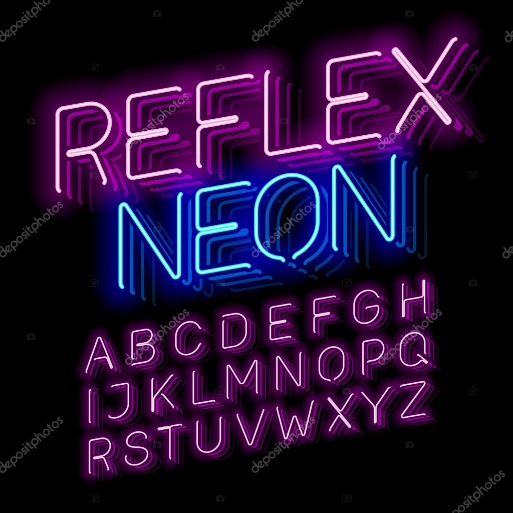 Vektorgrafiken Neon Schriftart Vektorbilder Neon Schriftart Depositphotos