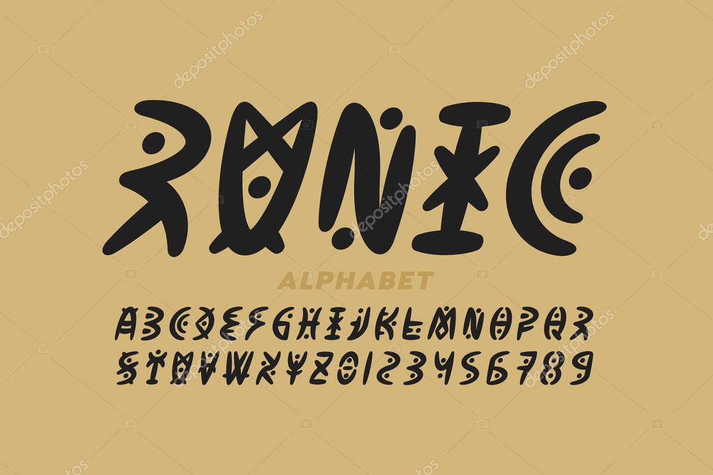 Runic Style Font Design Alphabet Letters And Numbers Vector Illustration Premium Vector In Adobe Illustrator Ai Ai Format Encapsulated Postscript Eps Eps Format