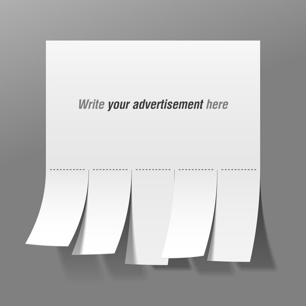 Blank advertisement with cut slips