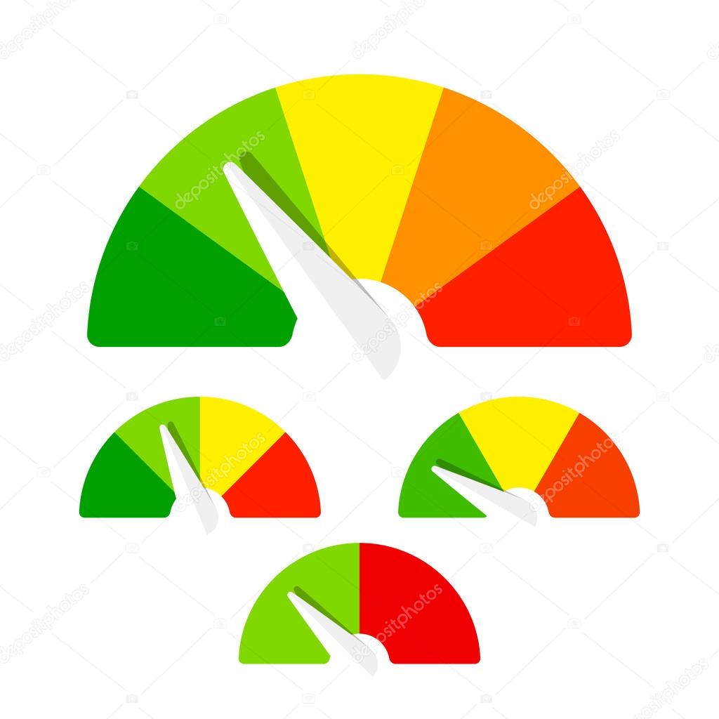 Speedometer or rating meter signs infographic gauge element. Vector