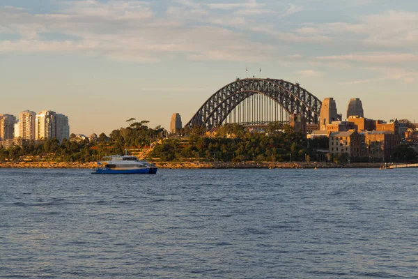 Günbatımında Sidney Limanı Köprüsü Avustralya Pyrmont Banliyösünden Görüldü — Stok fotoğraf