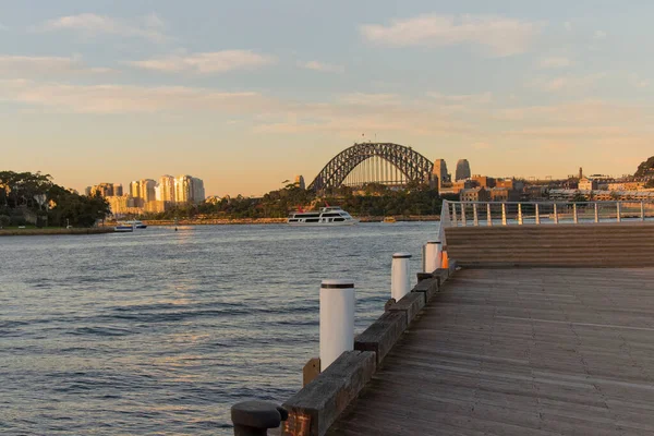 Sydney Harbour Bridge Australie Coucher Soleil Banlieue Pyrmont — Photo