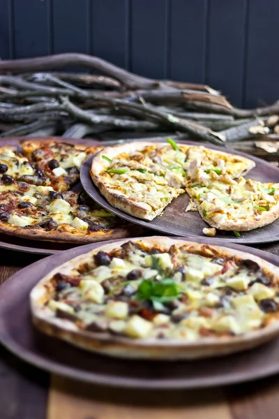 Rustic Pizzas on Table