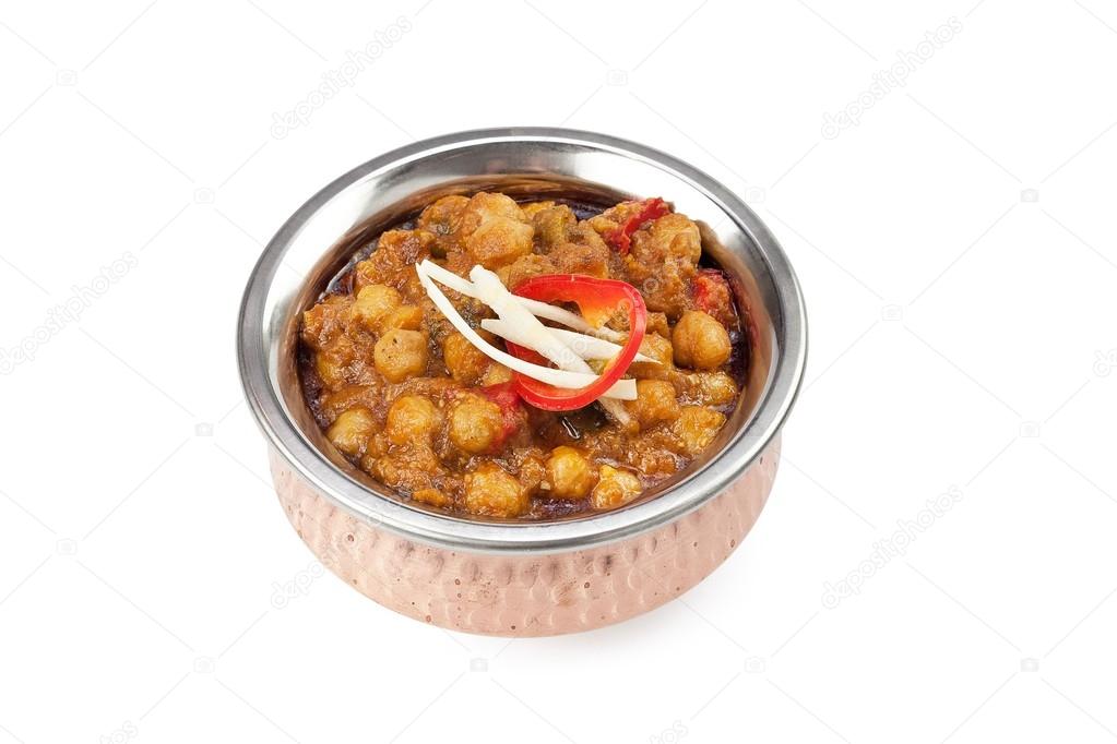 Indian Food Chickpea Curry Channa Masala On White