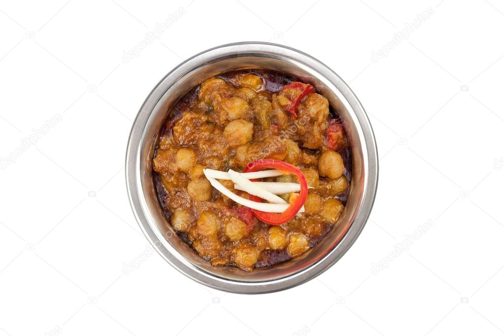 Indian Food Chickpea Curry Channa Masala On White