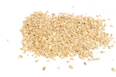 Beyaz arkaplanda yulaf ezmesi