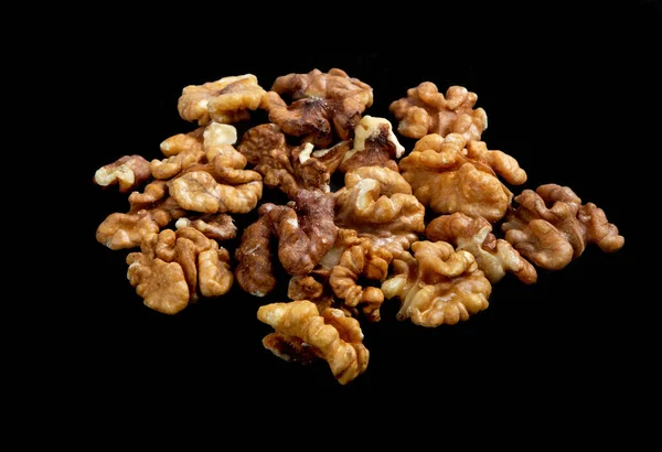 Wallnuts Isolated Black Background — Stock Photo, Image