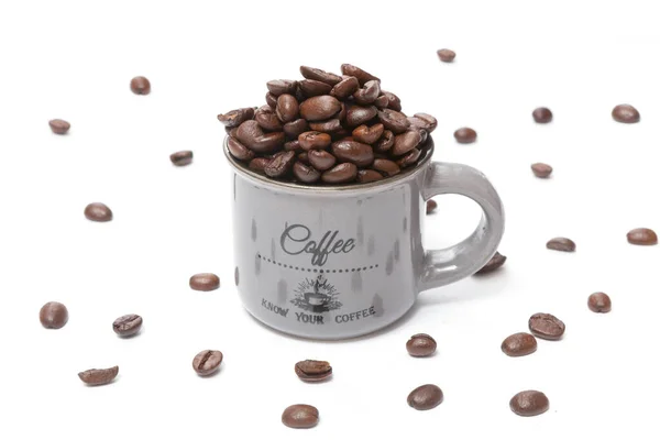 Roasted Coffee Beans White Background Isolated — Stock Photo, Image