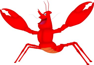 Dost canlısı bir ıstakozun çizgi film çizimi