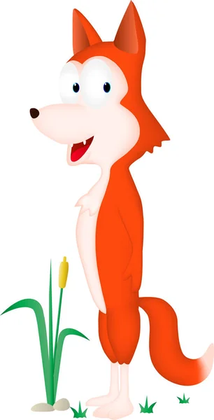 Cartoon Illustration Eines Niedlichen Freundlichen Fuchses — Stockvektor