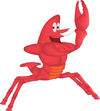 Dost canlısı bir ıstakozun karikatür çizimi