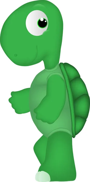 Tecknad Illustration Vänlig Sköldpadda Poserar — Stock vektor