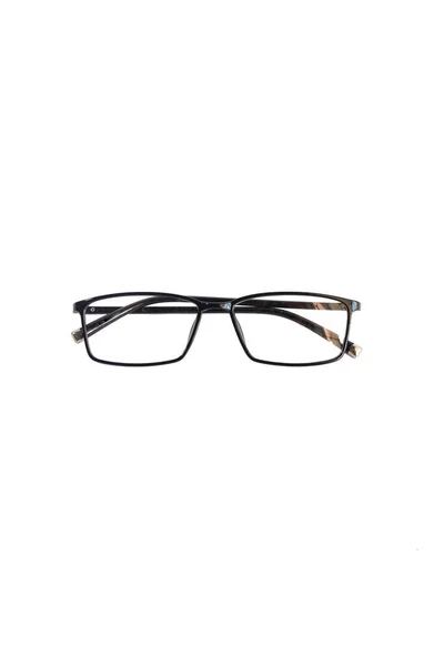 Lunettes Isolement Sur Fond Blanc Montures Lunettes Carrées Noires Brillantes — Photo