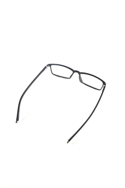 白色背景上的隔离眼镜 脱下照片中的黑色正方形眼镜镜框 放在白色背景上 — 图库照片