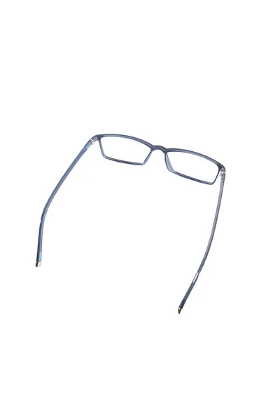 Okulary Izolacyjne Białym Tle Czarna Skrzynka Okulary Połączenie Ramki Niebieski — Zdjęcie stockowe
