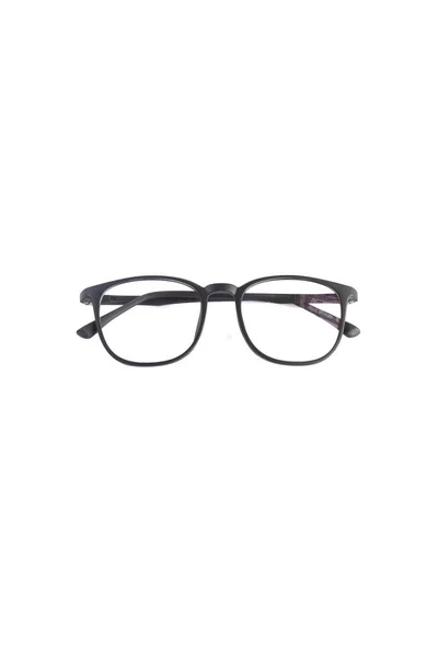Beyaz Arka Planda Izolasyon Gözlükleri Taraftaki Fotoğrafta Siyah Çerçeveli Gözlük — Stok fotoğraf