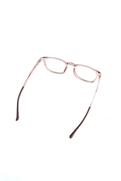 Óculos Isolamento Fundo Branco Quadrado Óculos Quadro Marrom Transparente Foto — Fotografia de Stock