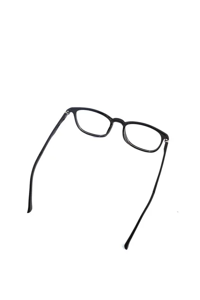 Okulary Izolujące Białym Tle Błyszczące Czarne Kwadratowe Ramy Okularów Zdjęciu — Zdjęcie stockowe