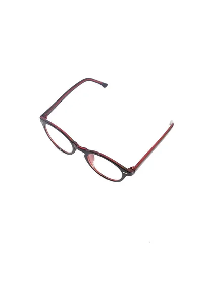 Isolatieglas Witte Achtergrond Zwart Rode Combinatie Ronde Bril Frames Foto — Stockfoto