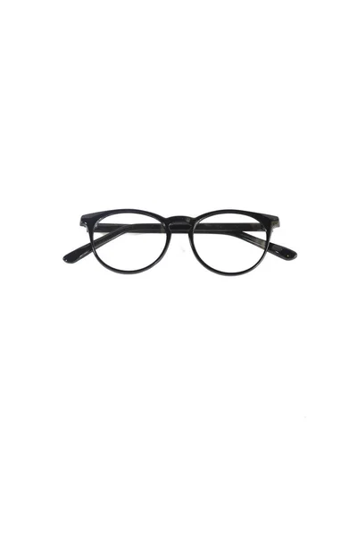 Isolation Glasses White Background Black Eyeglass Frames Photo White Background — Stock Photo, Image