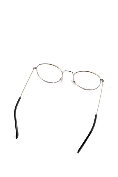 Isolationsbrille Auf Weißem Hintergrund Runder Rosa Und Goldener Brillenrahmen Aus — Stockfoto