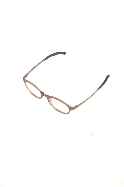 Isolation Glasses White Background Eyeglass Frames Doff Brown Ear Locks — Stock Photo, Image