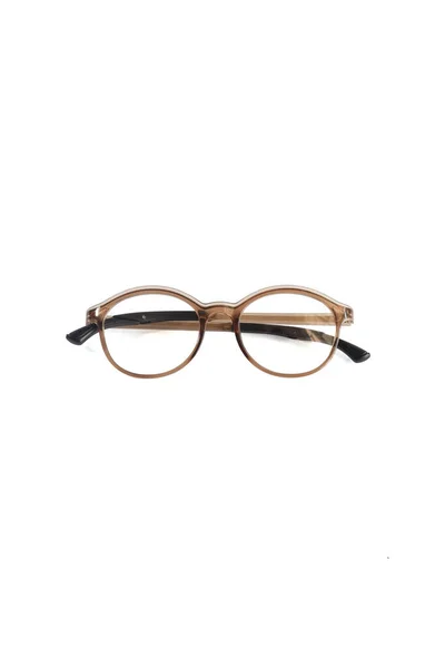 Zolasyon Gözlükleri Beyaz Arka Planda Yuvarlak Gözlük Çerçeveleri Parlak Kahverengi — Stok fotoğraf