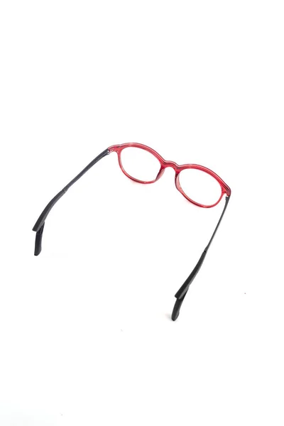 Isolationsbrille Auf Weißem Hintergrund Runde Brillengestelle Mit Roten Ohrlöchern Brille — Stockfoto