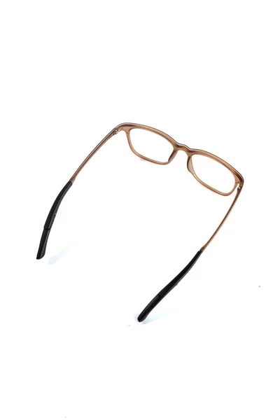 Isoleringsglas Vit Bakgrund Bruna Fyrkantiga Glasögonbåge Ram Fyrkantiga Glasögonbåge Ram — Stockfoto