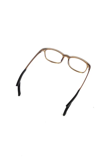 Isolation Glasses White Background Glossy Brown Square Eyeglass Frame Square — Stock Photo, Image