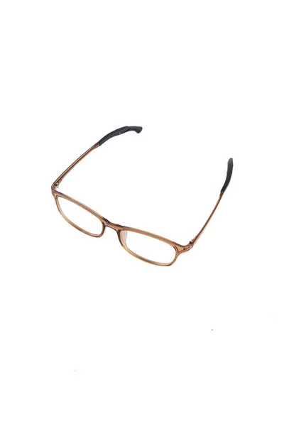 Isolation Glasses White Background Glossy Brown Square Eyeglass Frame Square — Stock Photo, Image