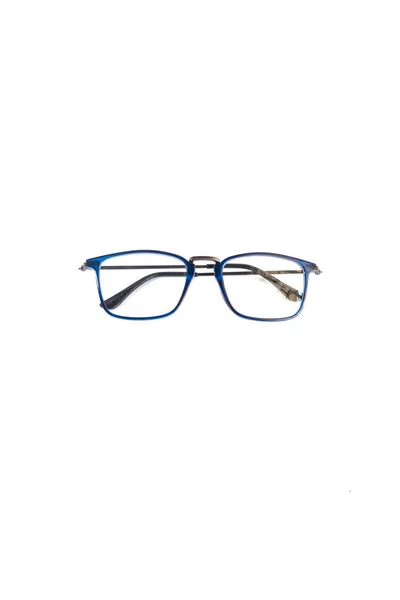 Verres Isolement Sur Fond Blanc Monture Lunettes Carrée Bleue Cadre — Photo