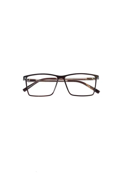 Isolationsbrille Auf Weißem Hintergrund Braune Quadratische Brillengestelle Quadratische Brillenrahmen Auf — Stockfoto