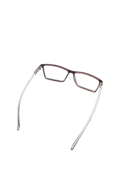 Zolasyon Gözlükleri Beyaz Arka Planda Kahverengi Kare Gözlük Çerçeveleri Fotoğraftaki — Stok fotoğraf