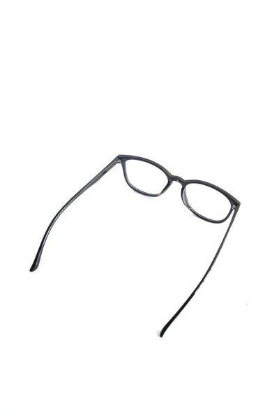 Isoleringsglas Vit Bakgrund Svarta Ovala Glasögonbågar Ovala Glasögon Ram Bilden — Stockfoto