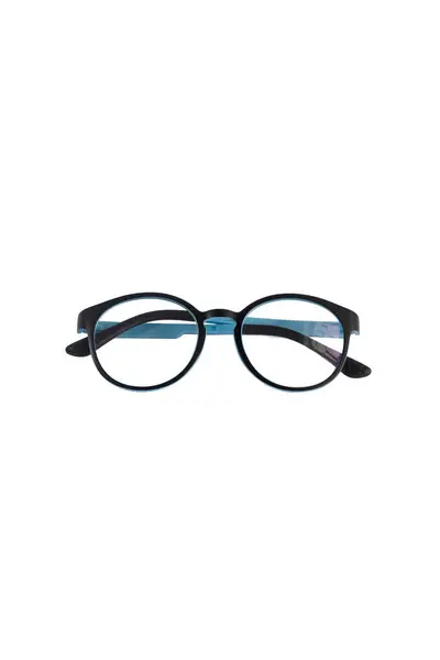 Isolatieglas Witte Achtergrond Zwart Blauwe Combinatie Ronde Bril Frames Rond — Stockfoto