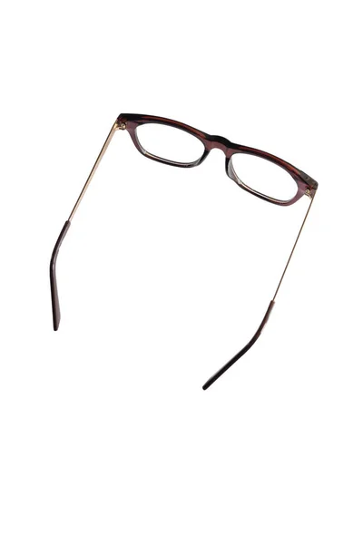 Lunettes Carrées Marron Lunettes Isolement Sur Fond Blanc — Photo