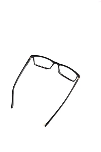 Svarta Fyrkantiga Glasögon Bilden Framifrån Isolerad Vit Backgroun — Stockfoto