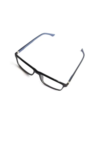 Svart Låda Kombination Blå Glasögon Bilden Framifrån Isolerad Vit Backgroun — Stockfoto