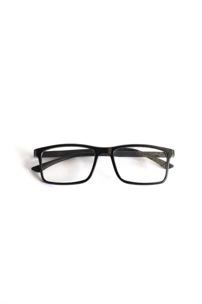Svarta Fyrkantiga Glasögon Bilden Framifrån Isolerad Vit Backgroun — Stockfoto